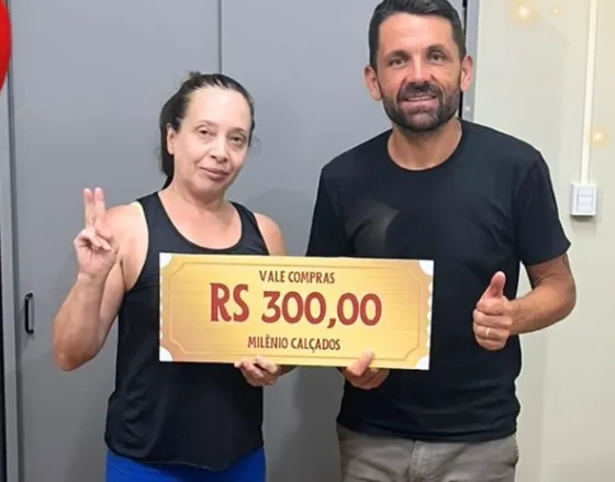 Ganhadora com o vale-compra